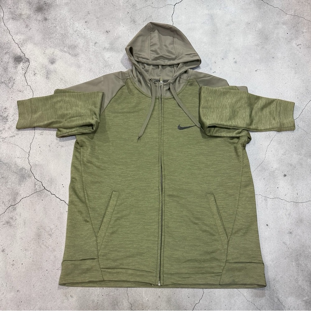 Nike Dri-FIT Full Zip Hoodie Olive Green Athletic Jacket
